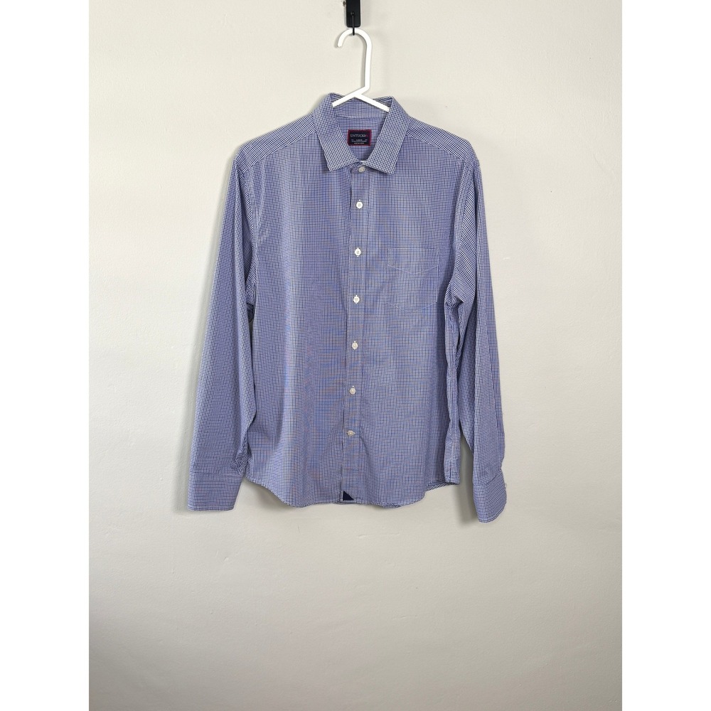 UNTUCKit Button Down Shirt Mens L Blue Gingham Performance Stretch Office Preppy